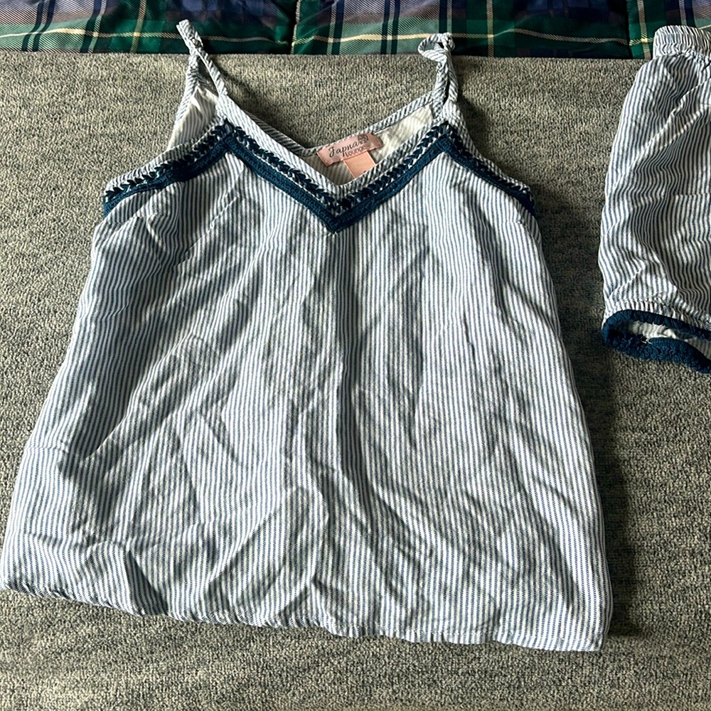 Blue striped lounge set size small - shorts and tank